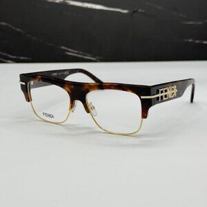 NEW FENDI FE50095U 055 UNISEX HAVANA SQUARE EYEGLASSES FENDI FE 50095U 055
